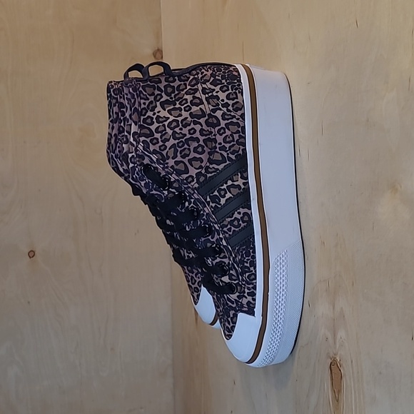 Adidas Nizza Platform Mid Leopard Print Design Shoes - Picture 5 of 10